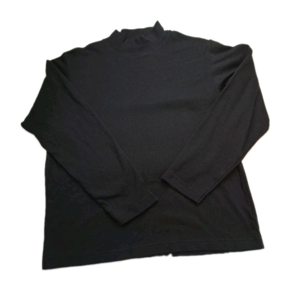 PBJ Sport Women's M Black Mock Neck Long Sleeve Top 100% Cotton Basic